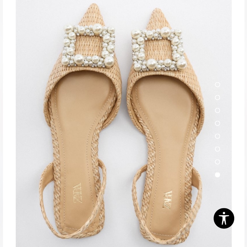 Zara EMBELLISHED FLAT SLINGBACKS - 37